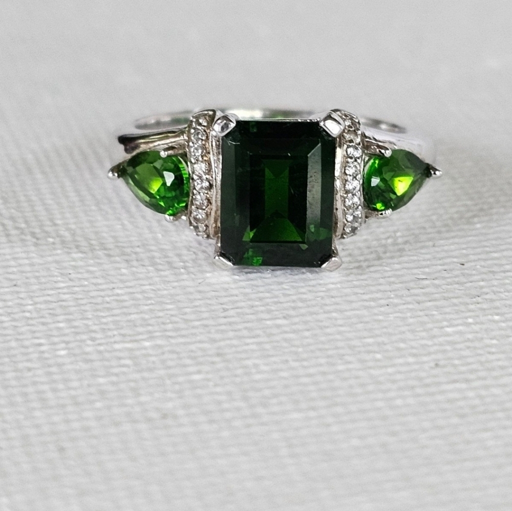 Genuine Chrome Diopside Sterling Silver Ring Size 8! - Picture 5 of 6